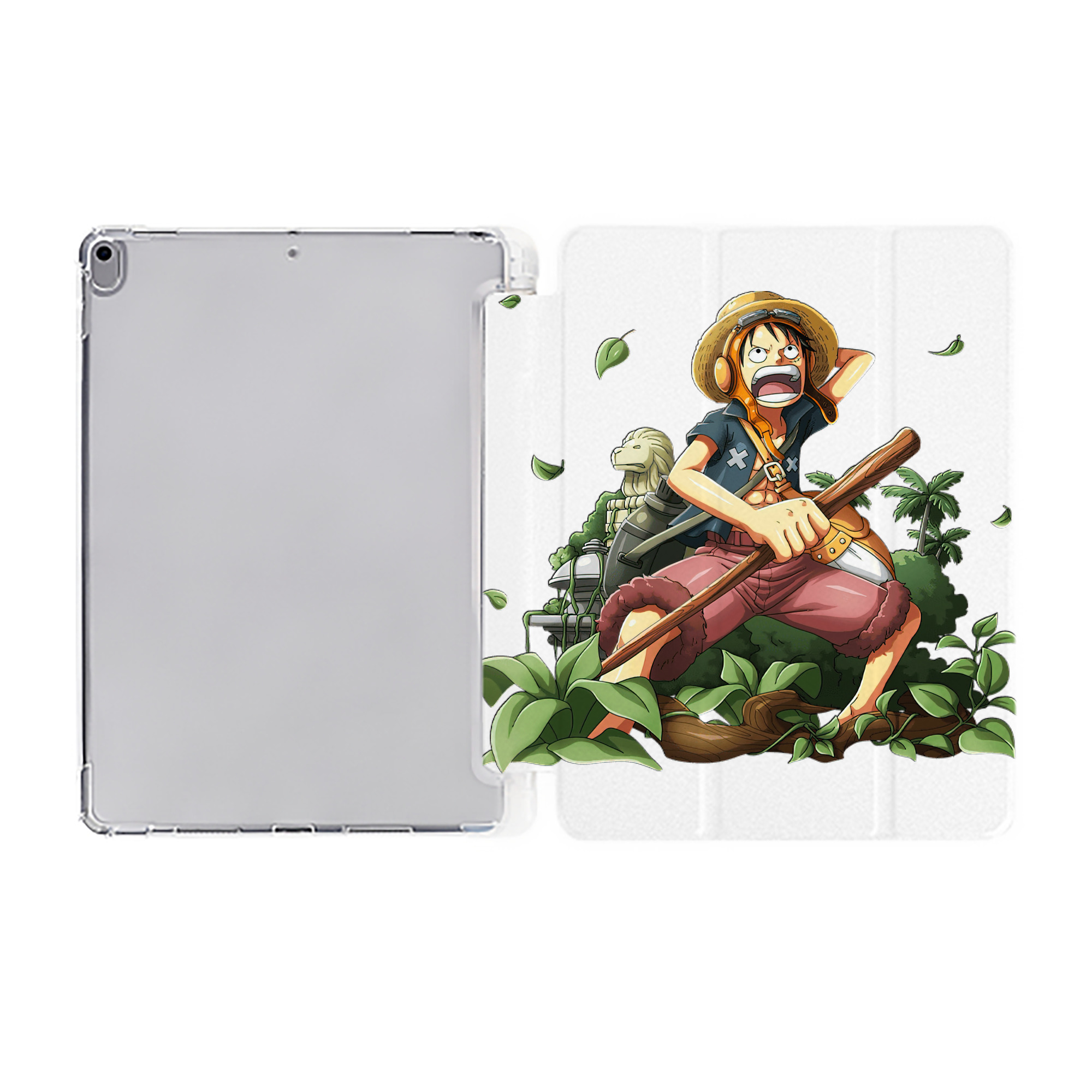（画像用） ワンピース モンキー・D・ルフィ ONE PIECE Monkey D. Luffy IPad ケース ペン収納付き 三つ折りスタンド PUレザー×シリコン 対応機種9.5/10.5/10.9インチ